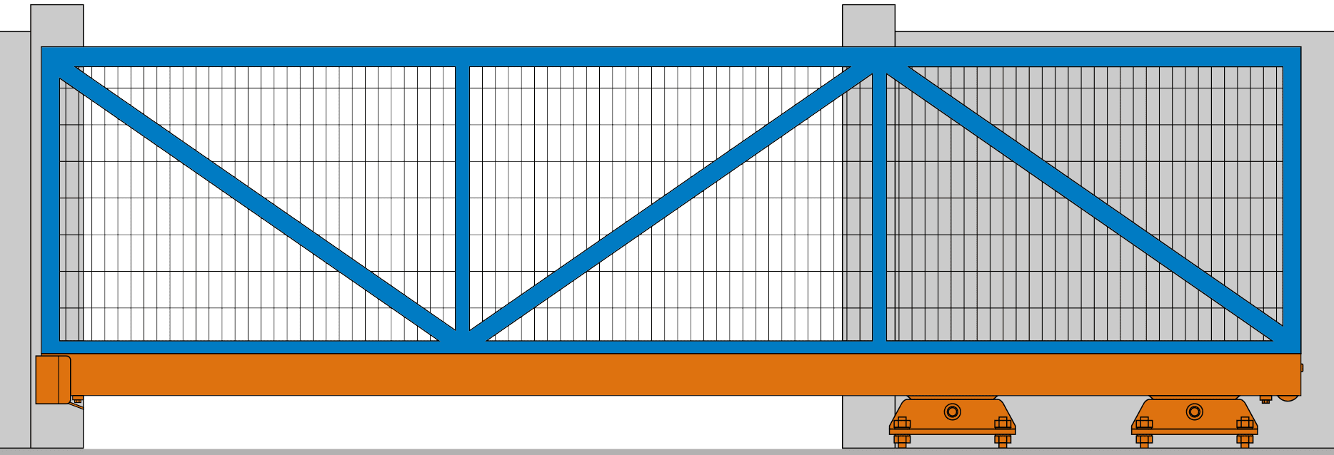 Cantilevered gate system diagram