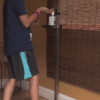 Stainless steel hand sanitizer stand usage example