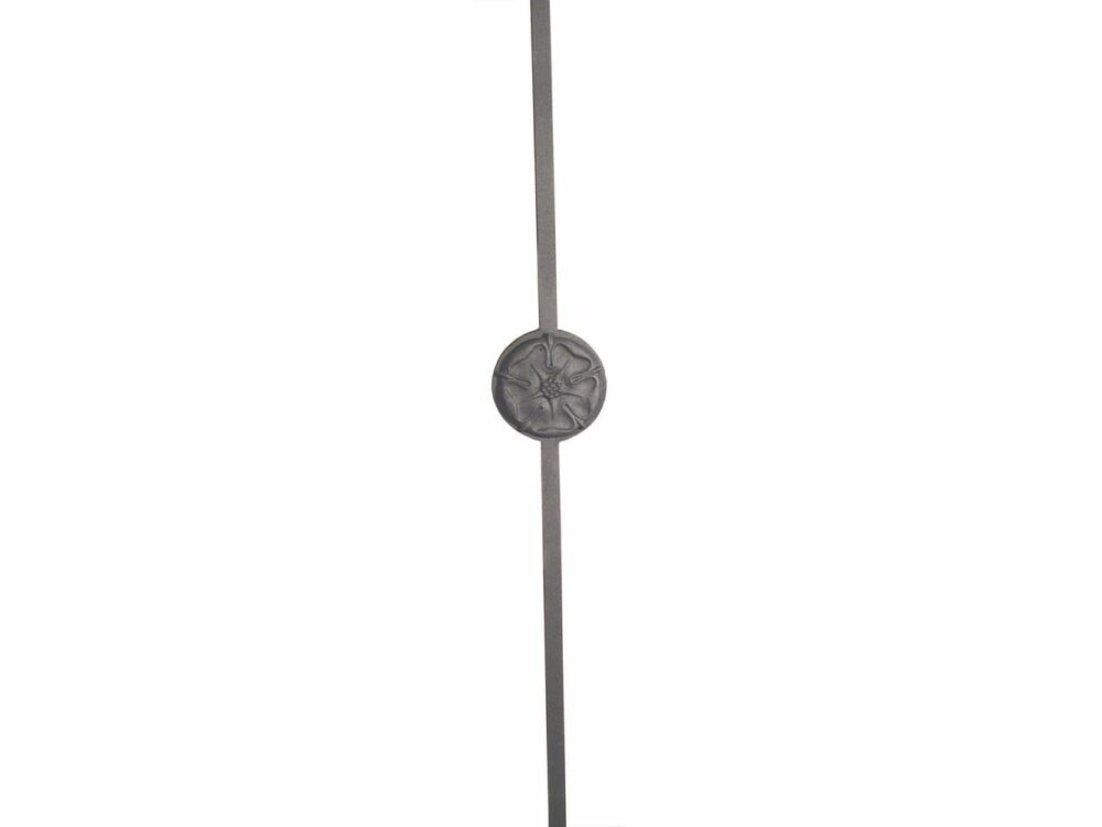 Wrought iron square picket with center rosette