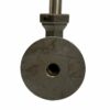 Rear view of side-mount bracket for attaching pickets and spindles to the side of a staircase. Available in malleable iron, brass, and stainless steel. Malleable iron shown.
