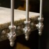 Stainless steel side-mount bracket brushed satin example on granite steps