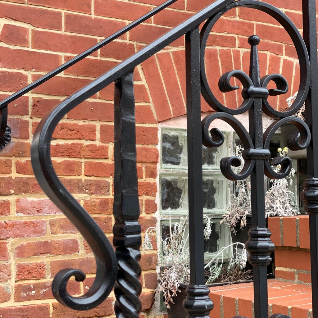 Example of hot dipped galvanized and powder coated exterior wrought iron railing