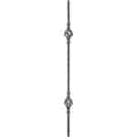 Double basket baluster with hammering on edges, 15/32" sq. solid - 08-1-06
