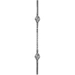 Wrought iron square double basket baluster with twist
