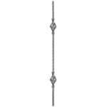 Wrought iron hammered square baluster with double basket