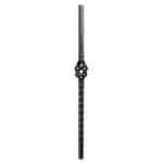 Wrought newel post with basket, hammered on edges - 24-2-06