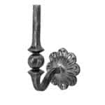 Decorative wrought iron wall bracket with rosette and round knuckle feature - 69-0-07