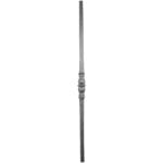 Wrought iron round hammered newel post with wide collar - P062RD