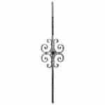 Ornamental steel 15/32" square baluster with scrolls and rosette - 06-1-03