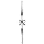 Wrought iron 9/16" square hammered baluster with fishtail scrolls - 17-8-12