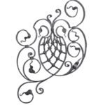 Hand-forged wrought iron panel with scrolls and leaves, pitched - 49/01