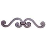 Hand-forged wrought iron double S-scroll with band, two sizes - DJA124