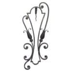 Hand forged wrought iron panel with floral elements, pitched - P918B