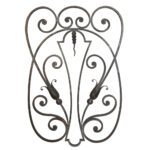 Hand forged wrought iron panel with floral elements, large - P918N