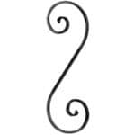 "S" Scroll with fishtail ends, steel