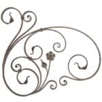 Hammered 31" x 35" Ornamental Steel Panel with Flower Detail - Right Side (DJA133 R)
