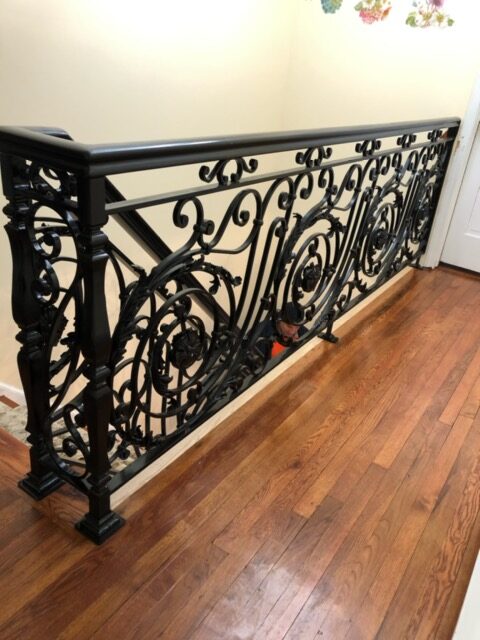 Decorative metal staircase railing