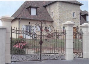 Ornamental driveway pedestrian and car gates