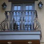 Modern black metal balcony railing